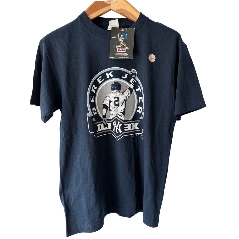 Derek Jeter NY Yankees DJ3K 3000 Hits T-Shirt Navy Blue Alstyle Mens M NWT